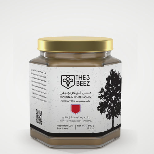 عسل أبيض الجبلي بالزعفران - 500 غرام - The3Beez